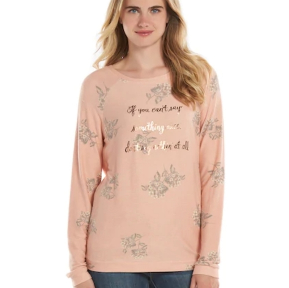 LC Lauren Conrad Sweaters - Disney Lauren Conrad floral pink sweater Sz Large